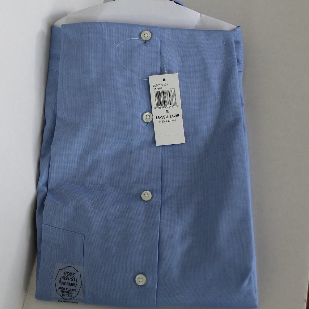 Van Heusen Flex Collar Regular Fit 15-15 1/2 M Mens Blue Long Sleeve Techfit NWT - Picture 3 of 6